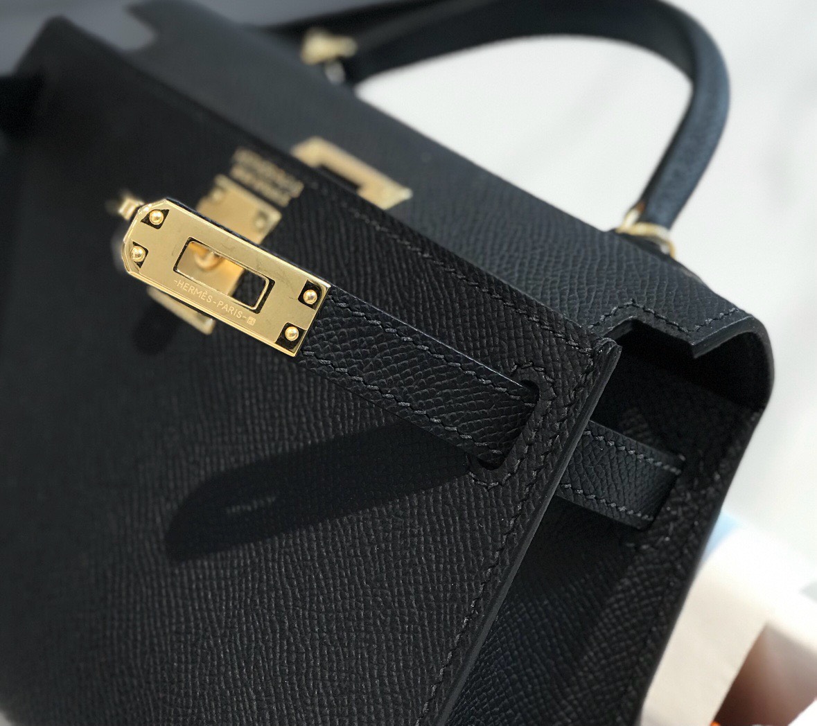 Bagsaaa H**me5 Mini Kelly 19cm Black Epsom Leather