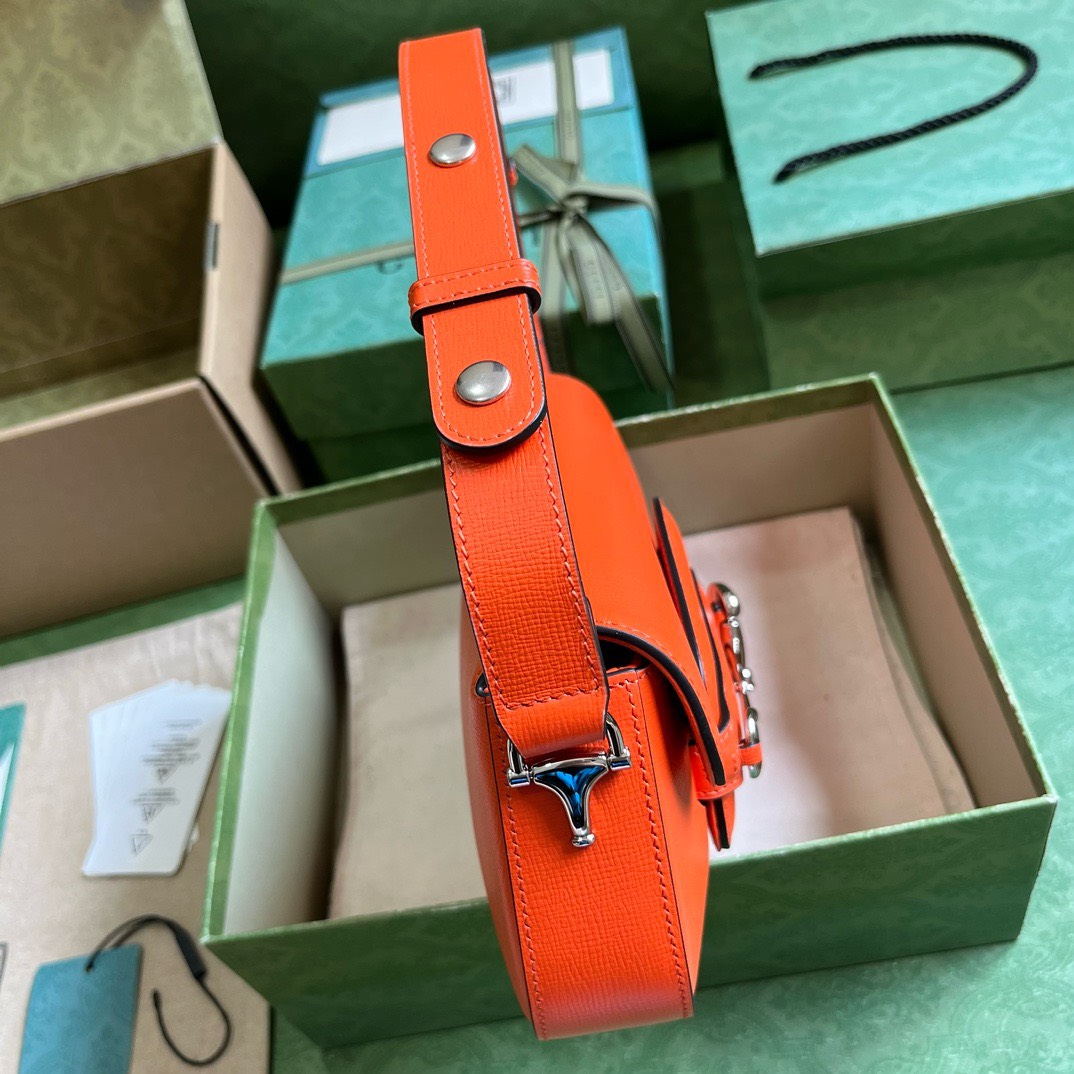 Bagsaaa Gvc*1 Horsebit 1955 Small Shoulder Bag Orange - 26.5x 10.5-17x 4-8cm