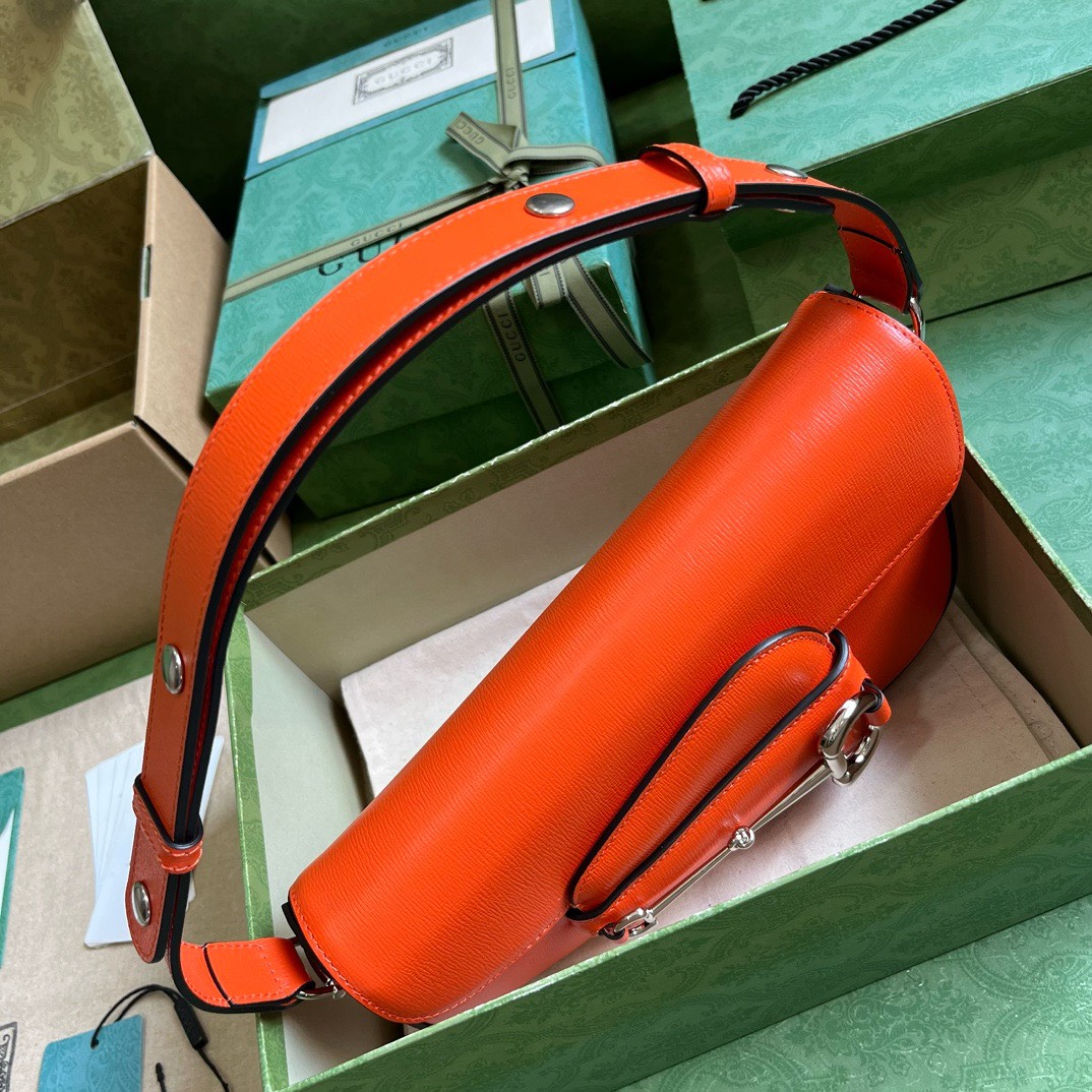 Bagsaaa Gvc*1 Horsebit 1955 Small Shoulder Bag Orange - 26.5x 10.5-17x 4-8cm