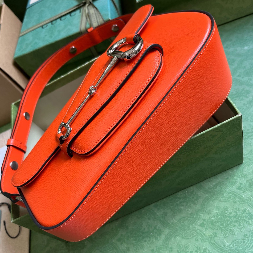 Bagsaaa Gvc*1 Horsebit 1955 Small Shoulder Bag Orange - 26.5x 10.5-17x 4-8cm