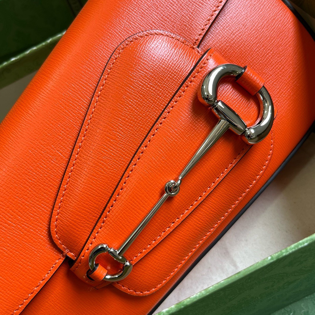 Bagsaaa Gvc*1 Horsebit 1955 Small Shoulder Bag Orange - 26.5x 10.5-17x 4-8cm