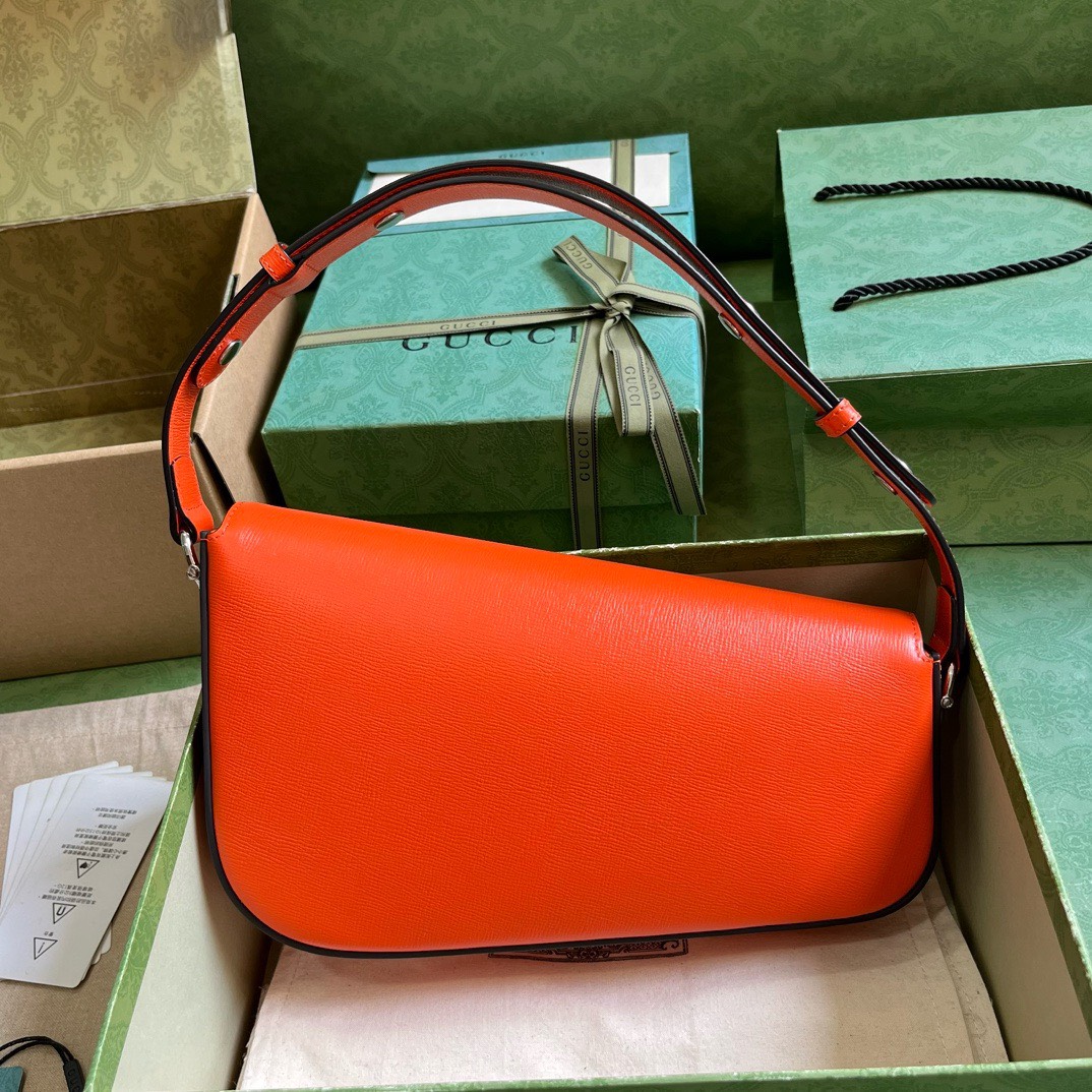 Bagsaaa Gvc*1 Horsebit 1955 Small Shoulder Bag Orange - 26.5x 10.5-17x 4-8cm