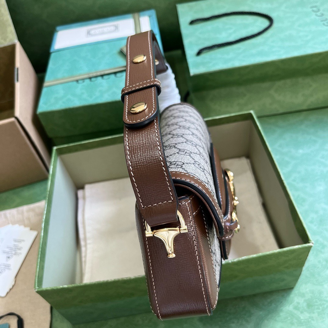 Bagsaaa Gvc*1 Horsebit 1955 Small Shoulder Bag Brown - 26.5x 10.5-17x 4-8cm