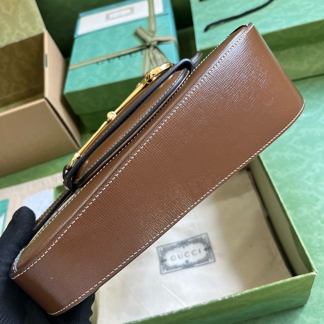 Bagsaaa Gvc*1 Horsebit 1955 Small Shoulder Bag Brown - 26.5x 10.5-17x 4-8cm