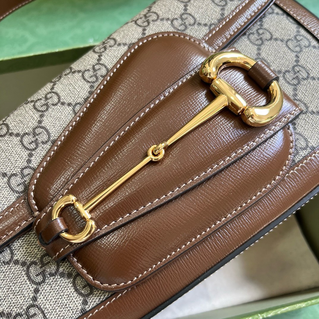 Bagsaaa Gvc*1 Horsebit 1955 Small Shoulder Bag Brown - 26.5x 10.5-17x 4-8cm