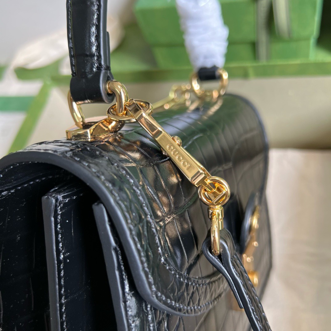 Bagsaaa Gvc*1 Ophidia Crocodile Black Leather - 25x17.5x7cm