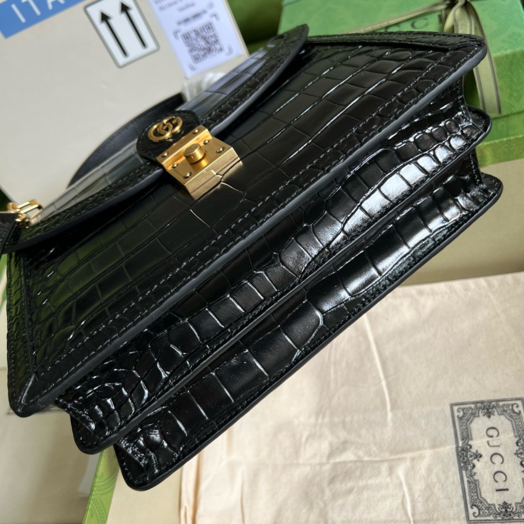 Bagsaaa Gvc*1 Ophidia Crocodile Black Leather - 25x17.5x7cm