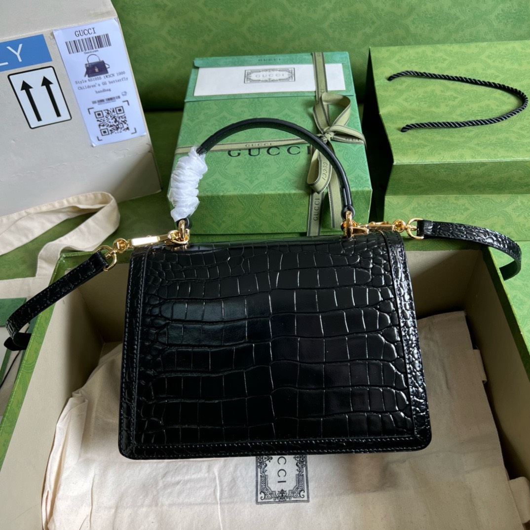 Bagsaaa Gvc*1 Ophidia Crocodile Black Leather - 25x17.5x7cm