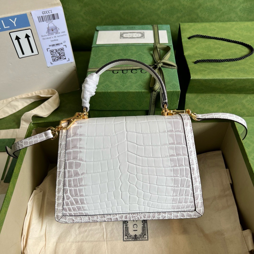 Bagsaaa Gvc*1 Ophidia Crocodile White Leather - 25x17.5x7cm