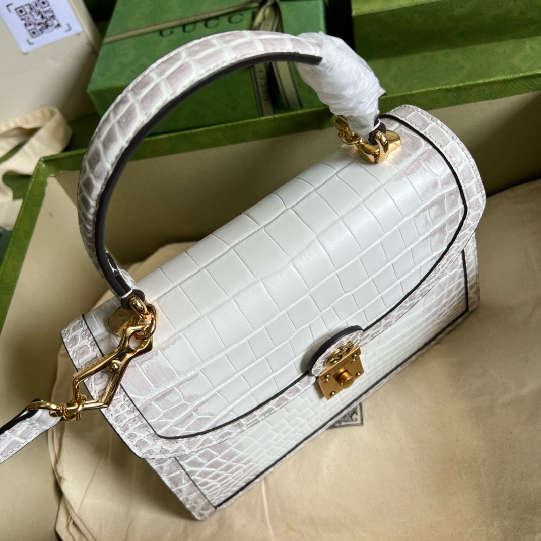 Bagsaaa Gvc*1 Ophidia Crocodile White Leather - 25x17.5x7cm
