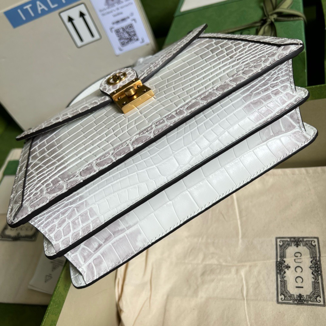 Bagsaaa Gvc*1 Ophidia Crocodile White Leather - 25x17.5x7cm