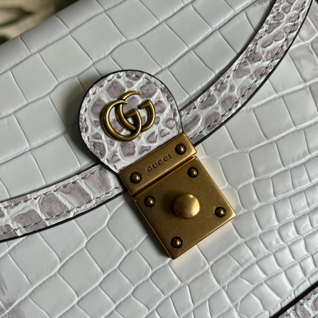 Bagsaaa Gvc*1 Ophidia Crocodile White Leather - 25x17.5x7cm