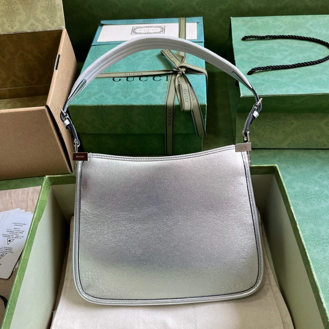 Bagsaaa Gvc*1 Small Slim Horsebit Shoulder Bag Silver - 23x18.5x3cm