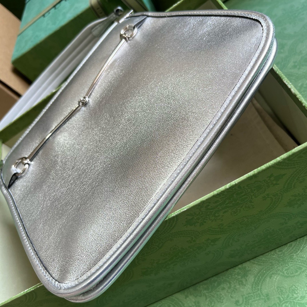 Bagsaaa Gvc*1 Small Slim Horsebit Shoulder Bag Silver - 23x18.5x3cm