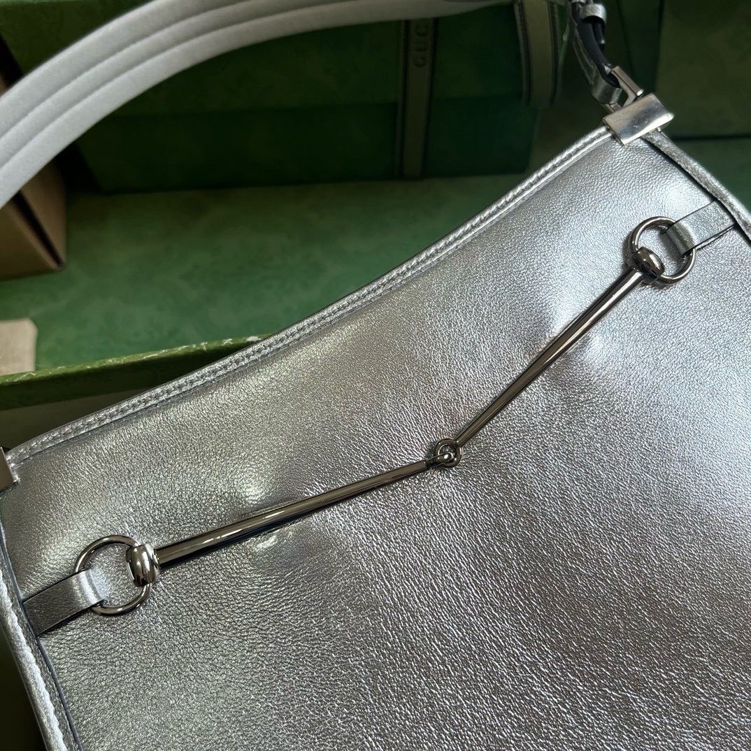 Bagsaaa Gvc*1 Small Slim Horsebit Shoulder Bag Silver - 23x18.5x3cm