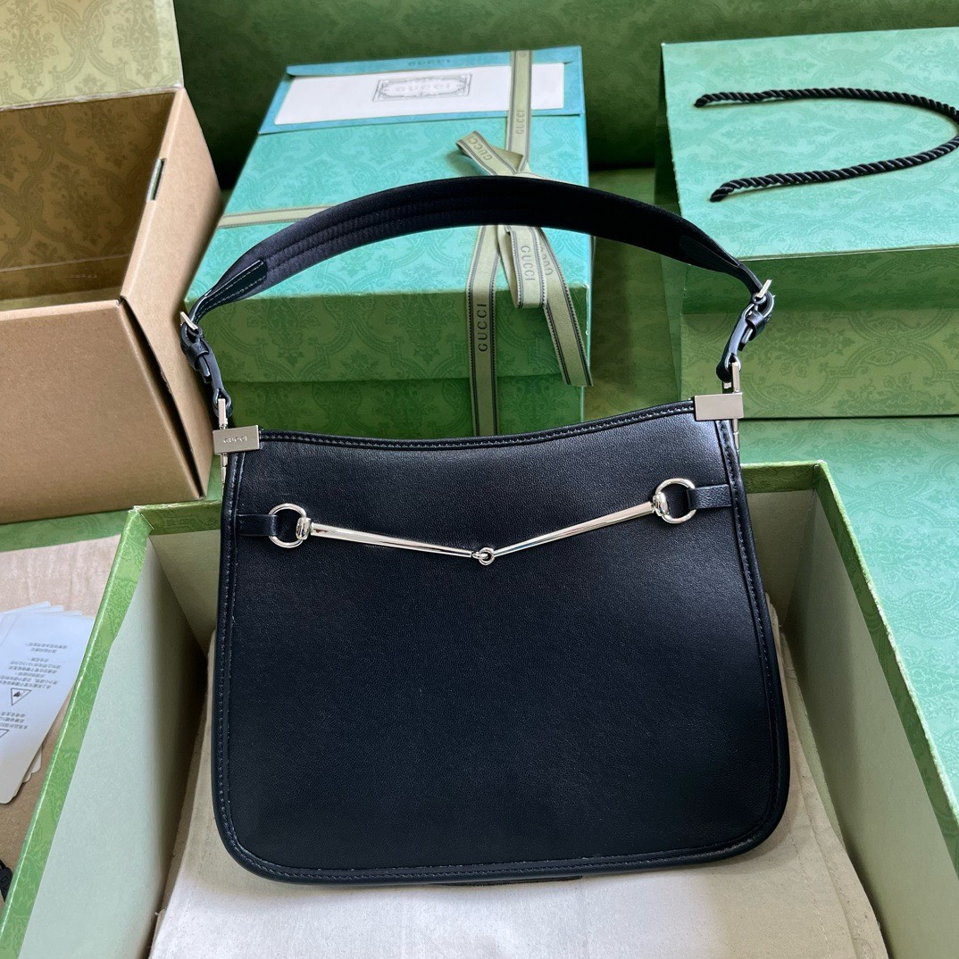 Bagsaaa Gvc*1 Small Slim Horsebit Shoulder Bag Black - 23x18.5x3cm