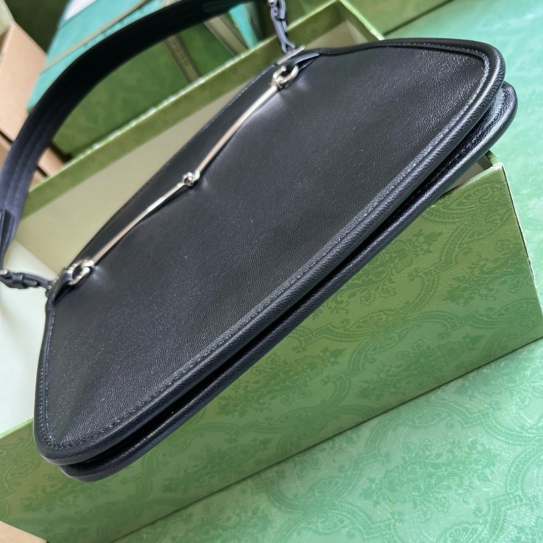 Bagsaaa Gvc*1 Small Slim Horsebit Shoulder Bag Black - 23x18.5x3cm