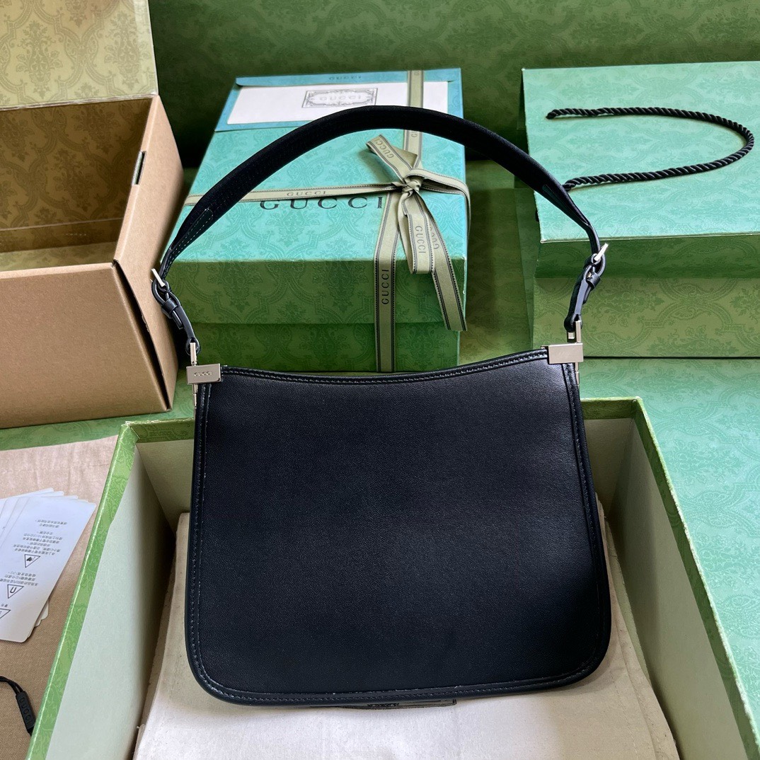 Bagsaaa Gvc*1 Small Slim Horsebit Shoulder Bag Black - 23x18.5x3cm