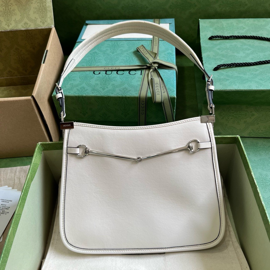 Bagsaaa Gvc*1 Small Slim Horsebit Shoulder Bag White - 23x18.5x3cm
