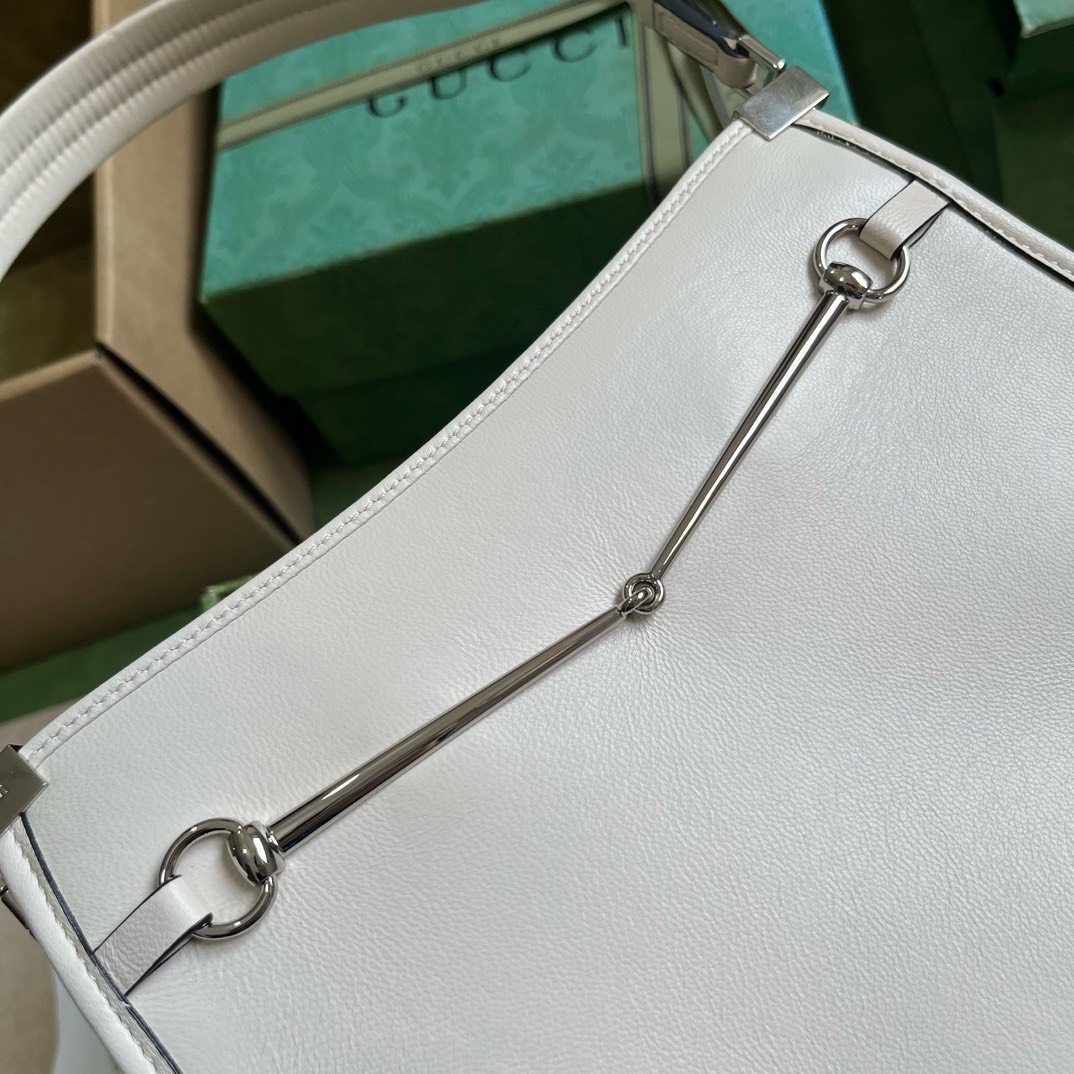 Bagsaaa Gvc*1 Small Slim Horsebit Shoulder Bag White - 23x18.5x3cm