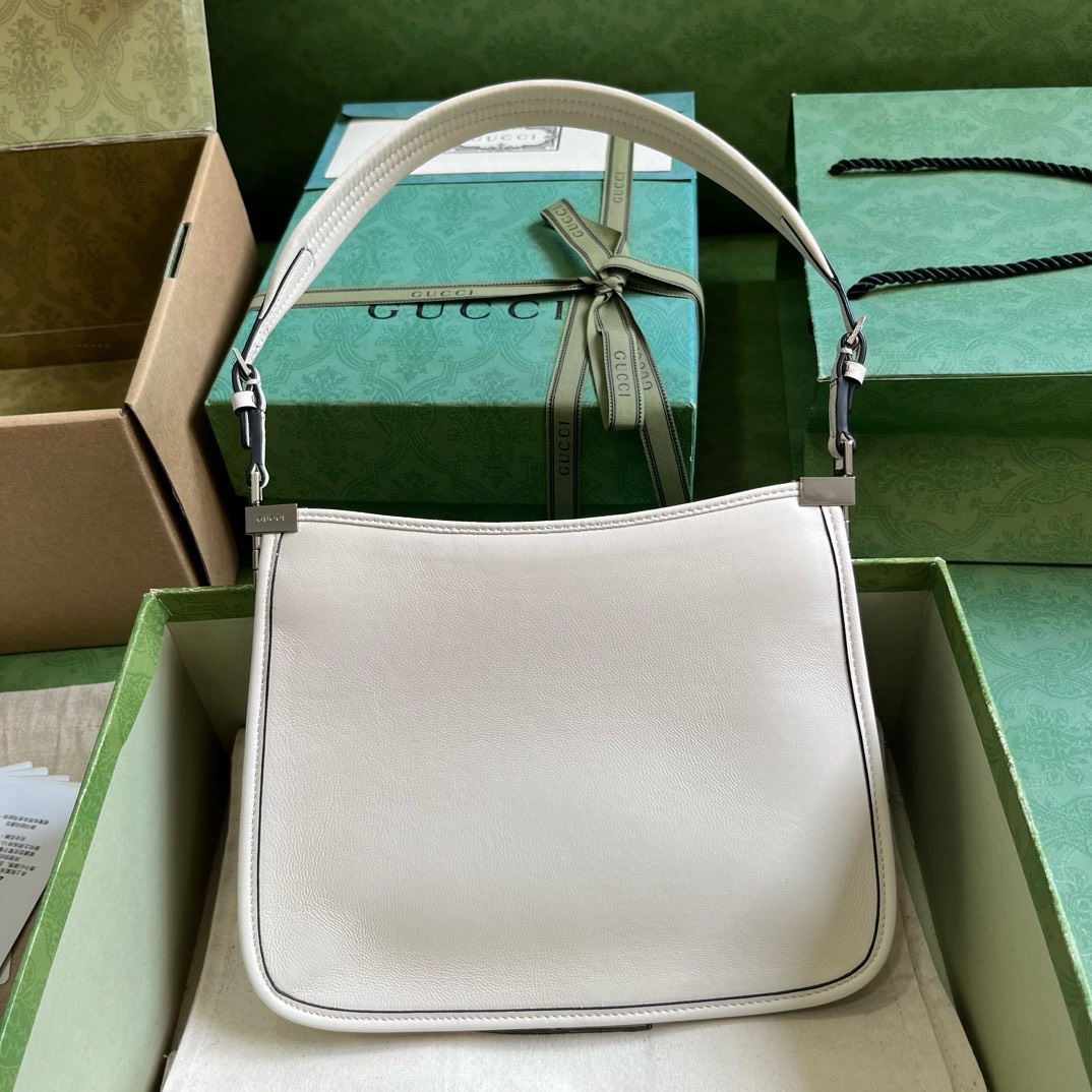 Bagsaaa Gvc*1 Small Slim Horsebit Shoulder Bag White - 23x18.5x3cm