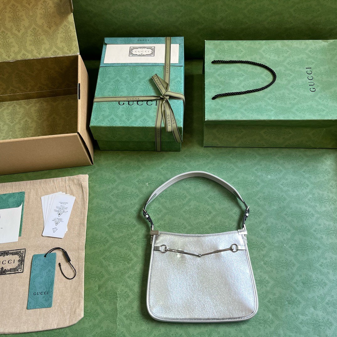 Bagsaaa Gvc*1 Small Slim Horsebit Shoulder Bag White - 23x18.5x3cm