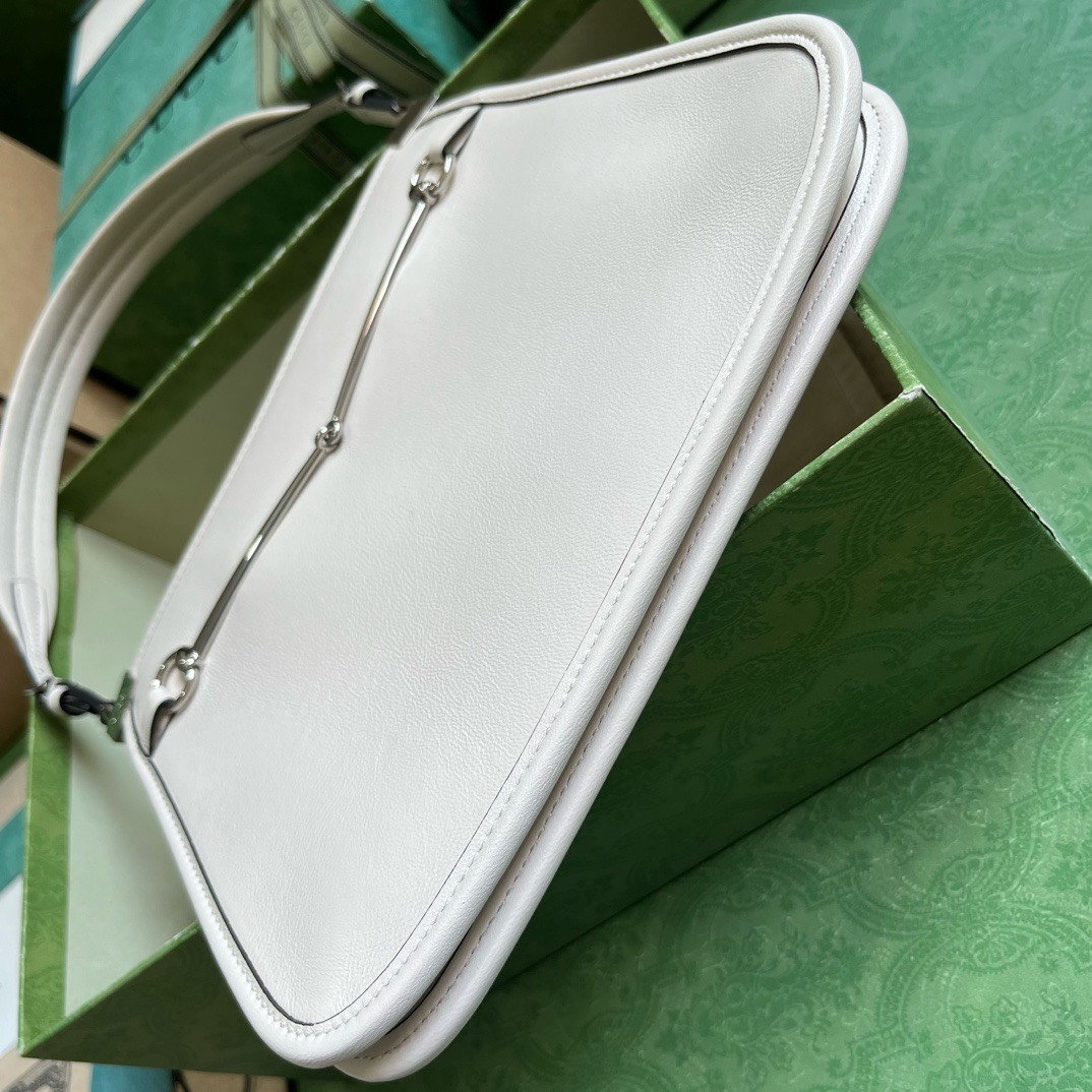 Bagsaaa Gvc*1 Small Slim Horsebit Shoulder Bag White - 23x18.5x3cm