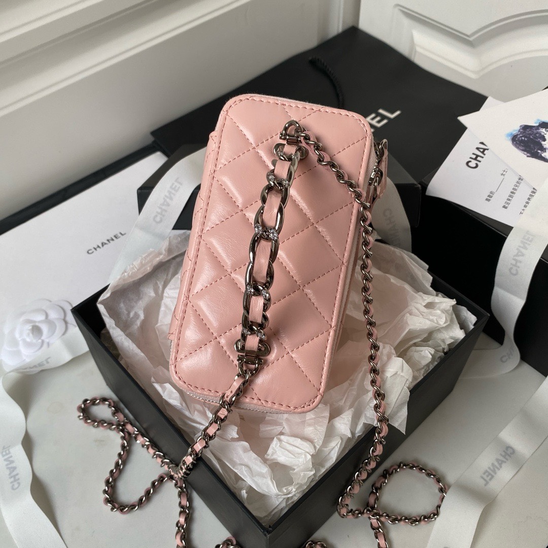 Bagsaaa Ch**el Vaniny Cosmestic Pink Top Handle Bag - 17x9.5x8cm