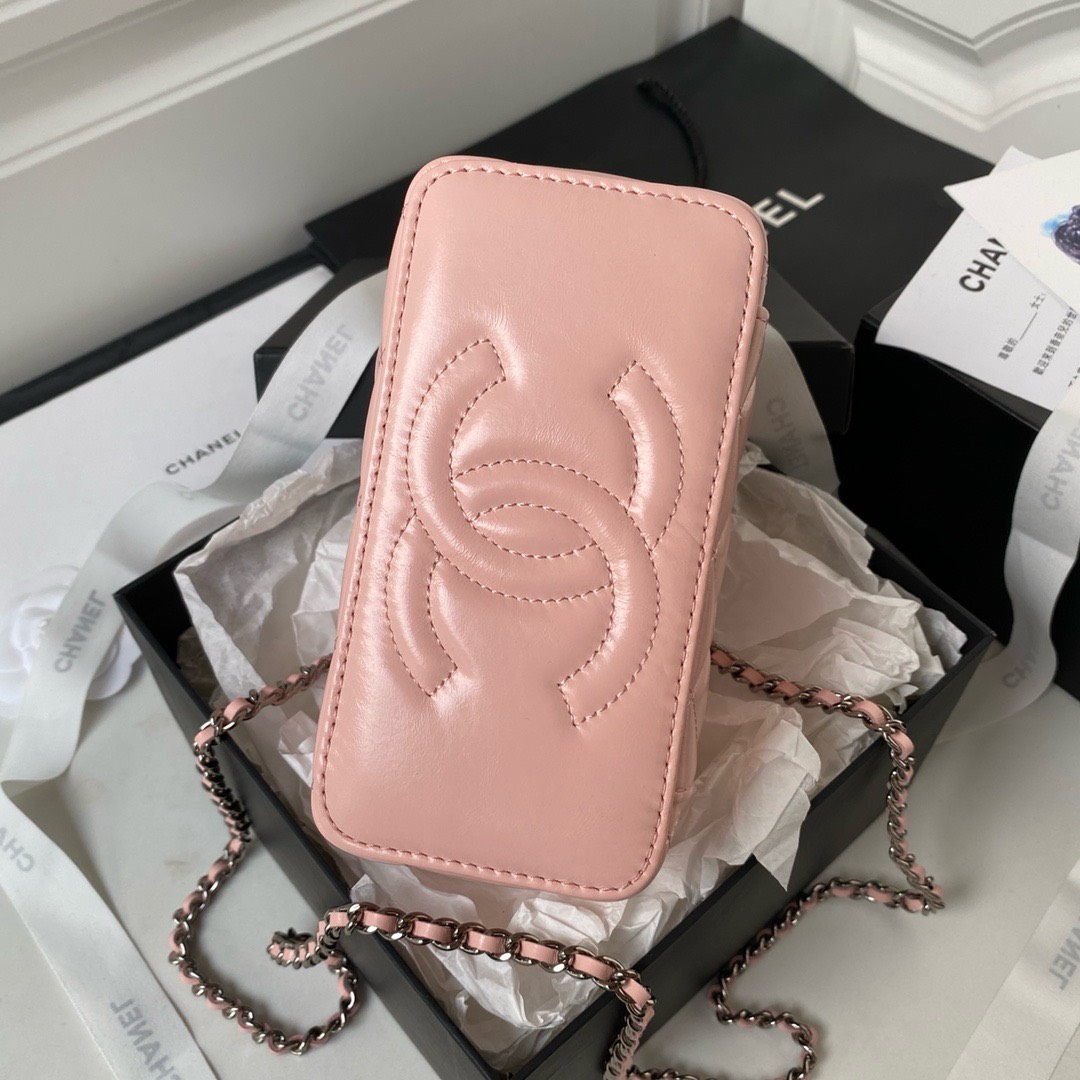 Bagsaaa Ch**el Vaniny Cosmestic Pink Top Handle Bag - 17x9.5x8cm