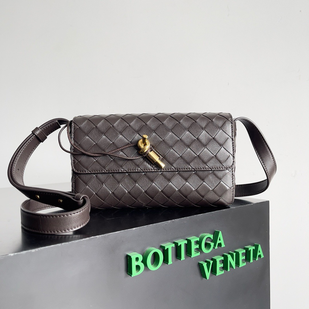 Bagsaaa B0tt*ga Ven*ta Andiamo Brown Shoulder Bag - 21.5x13x4.5cm