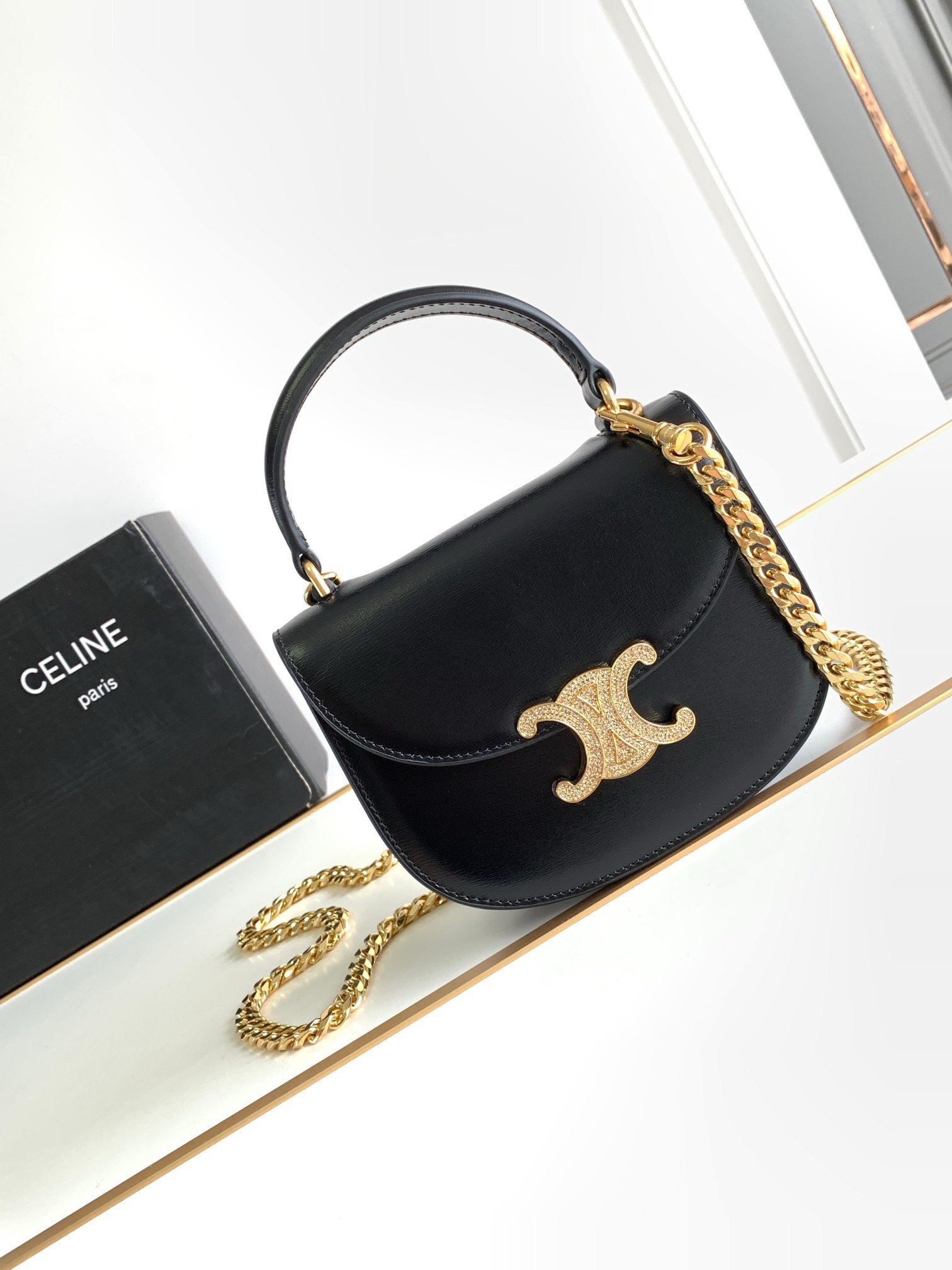 Bagsaaa Ce1i*e Mini Besace Bag Crystal Hardware - 15x.5x11x5cm