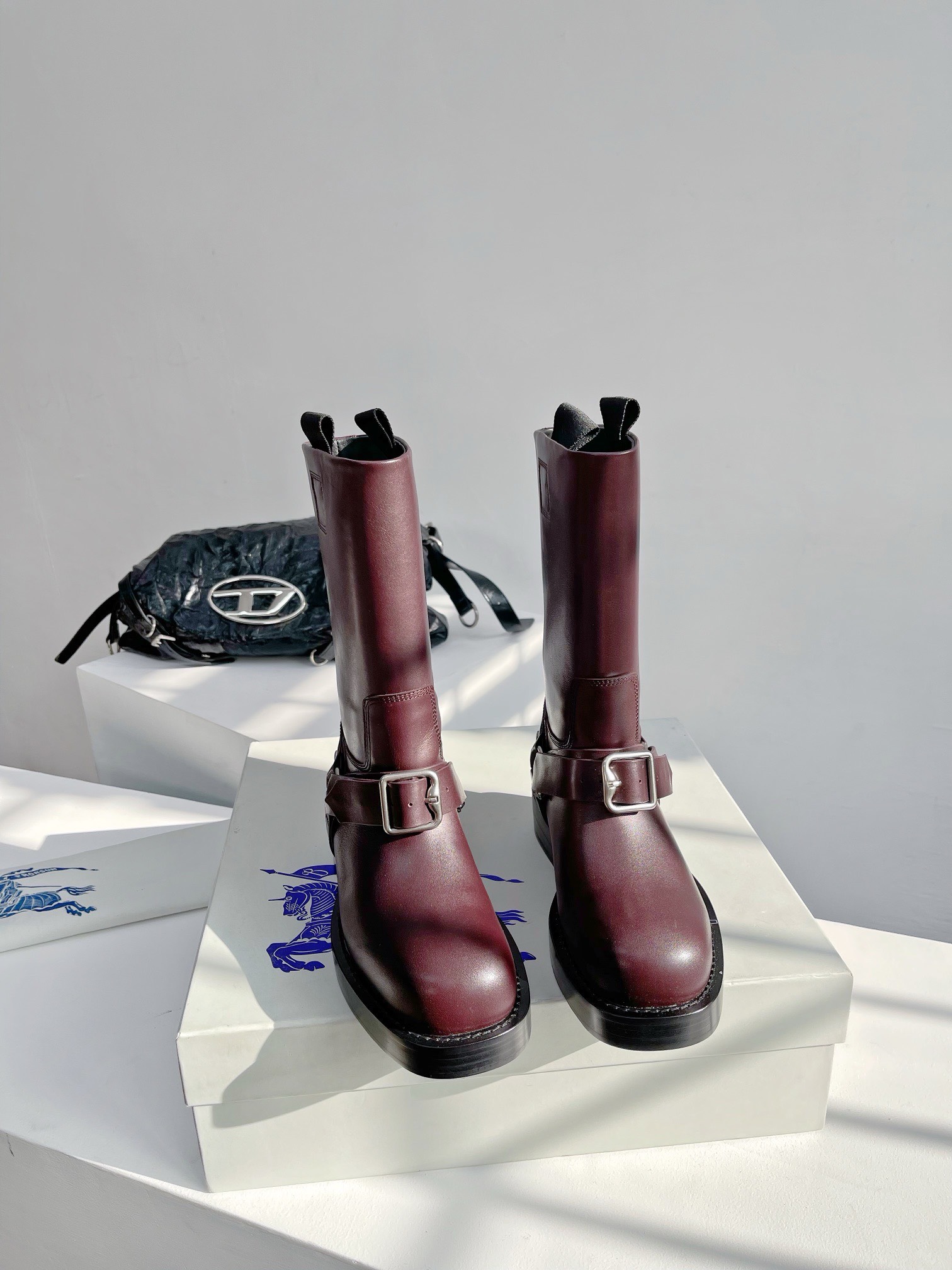 Bagsaaa Bv*b*rry Burgundy Leather Boots