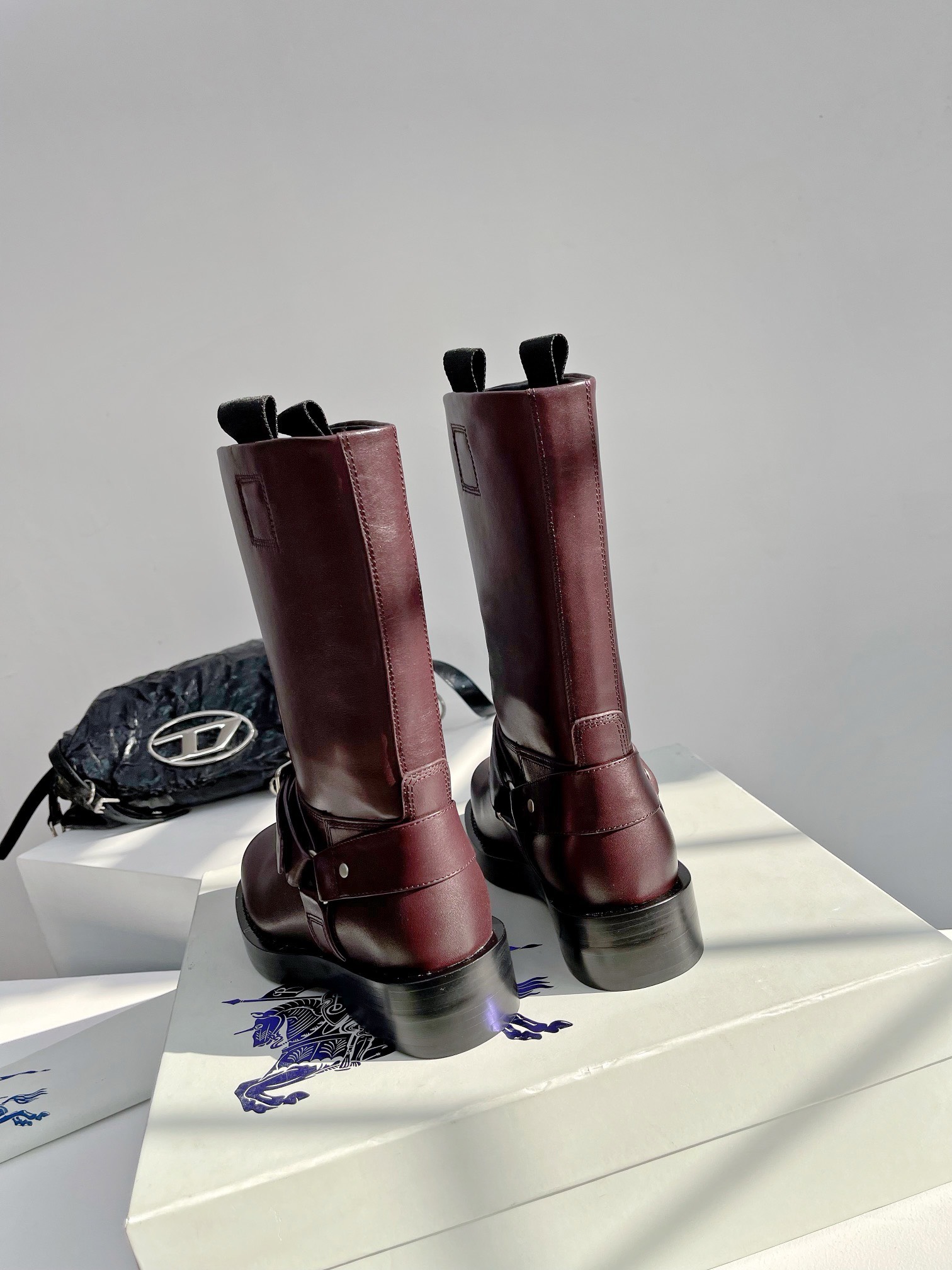 Bagsaaa Bv*b*rry Burgundy Leather Boots