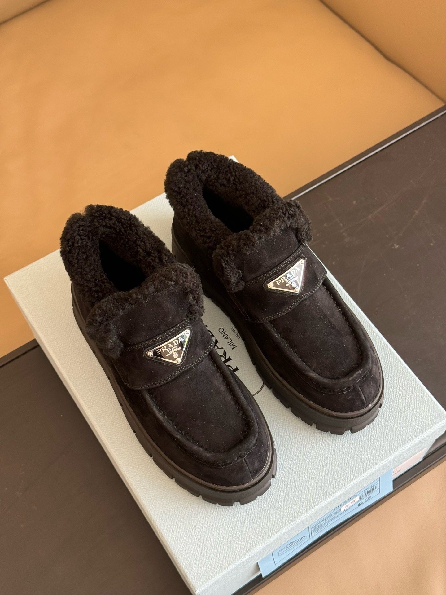 Bagsaaa Pra*a Black Suede Loafer Booties 