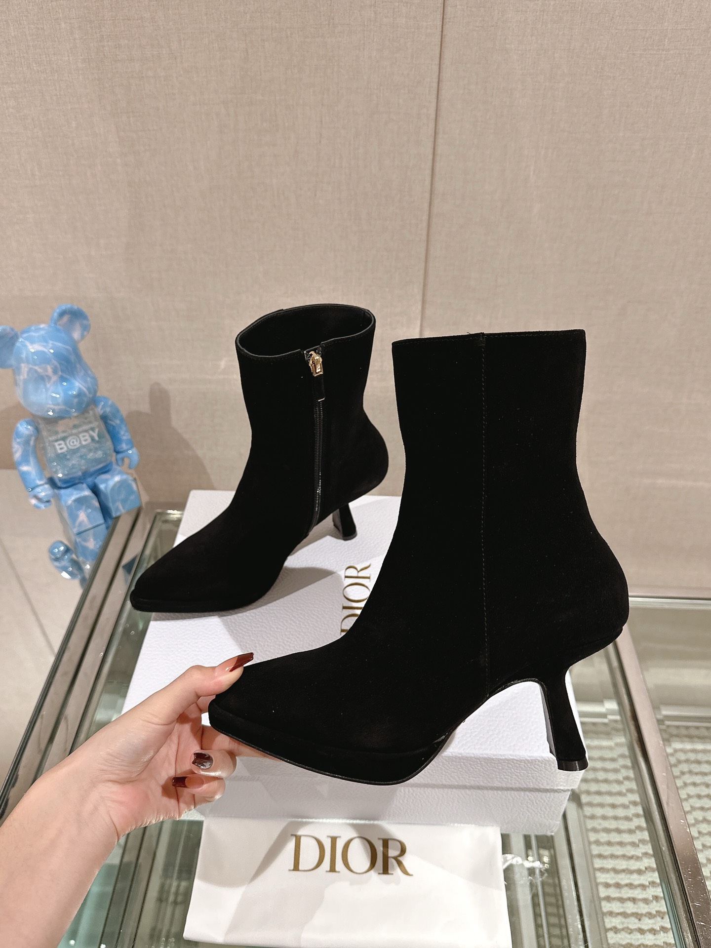 Bagsaaa D10r Ankle Suede Black Boots