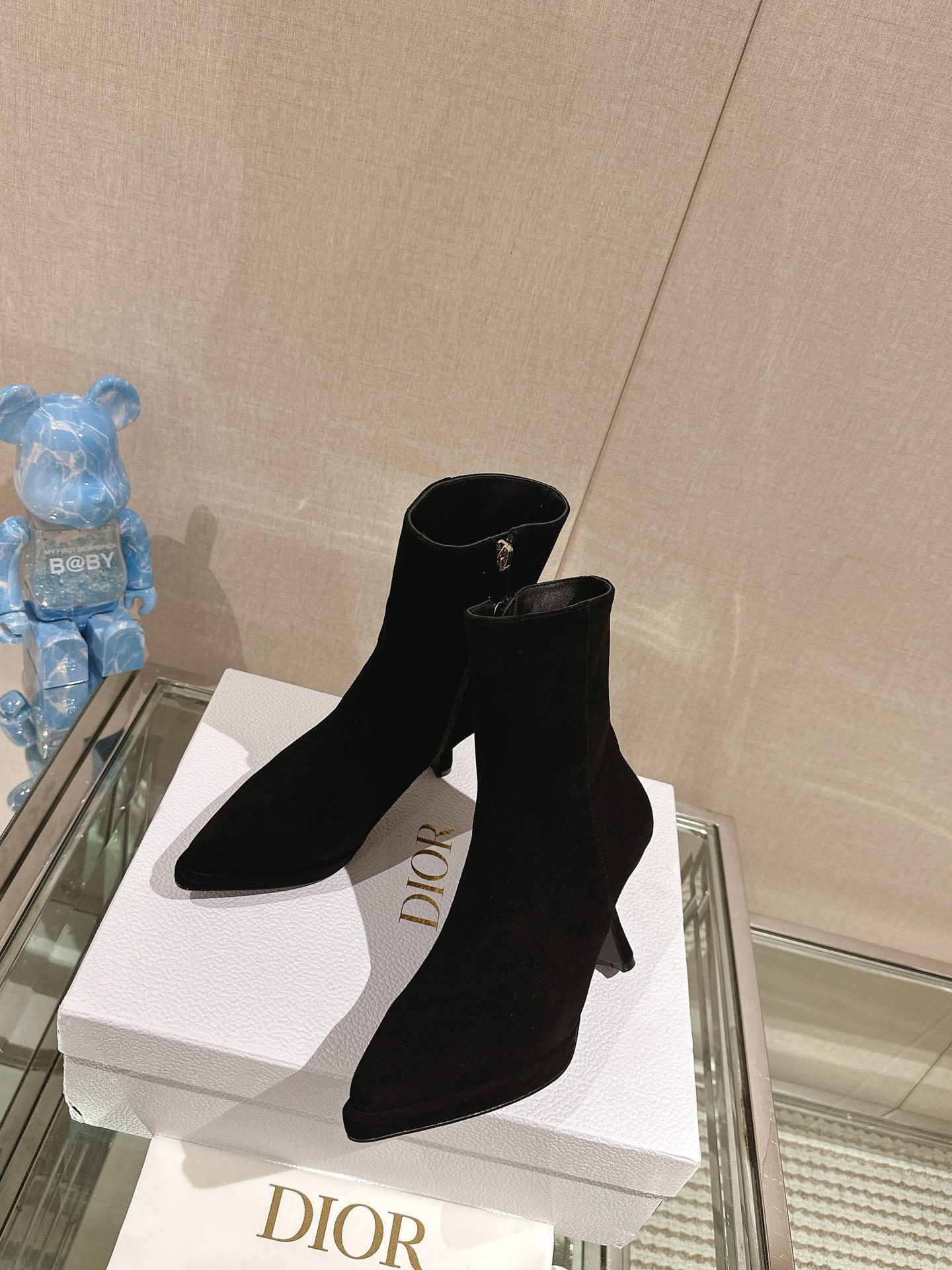 Bagsaaa D10r Ankle Suede Black Boots
