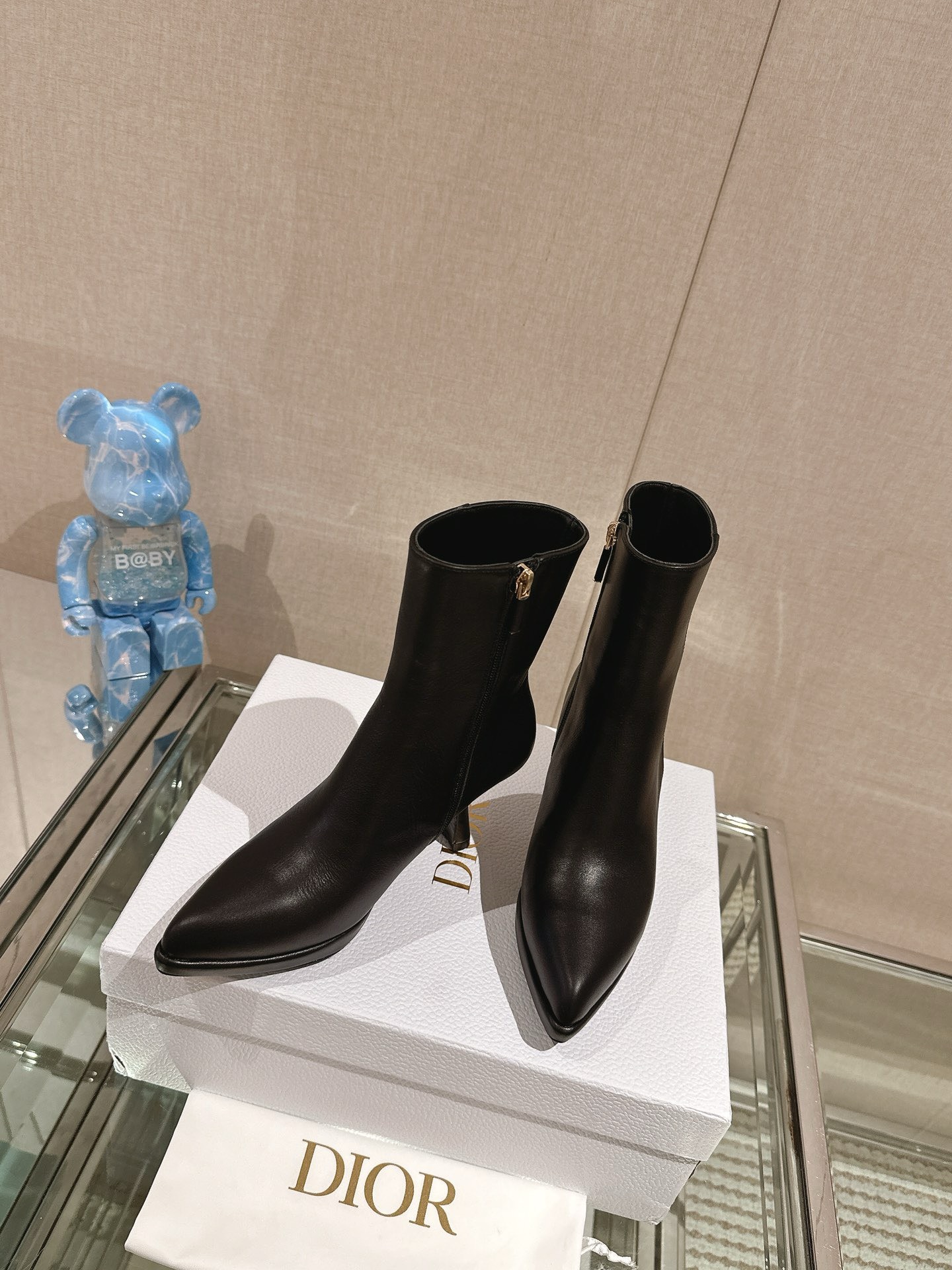 Bagsaaa D10r Ankle Leather Black Boots