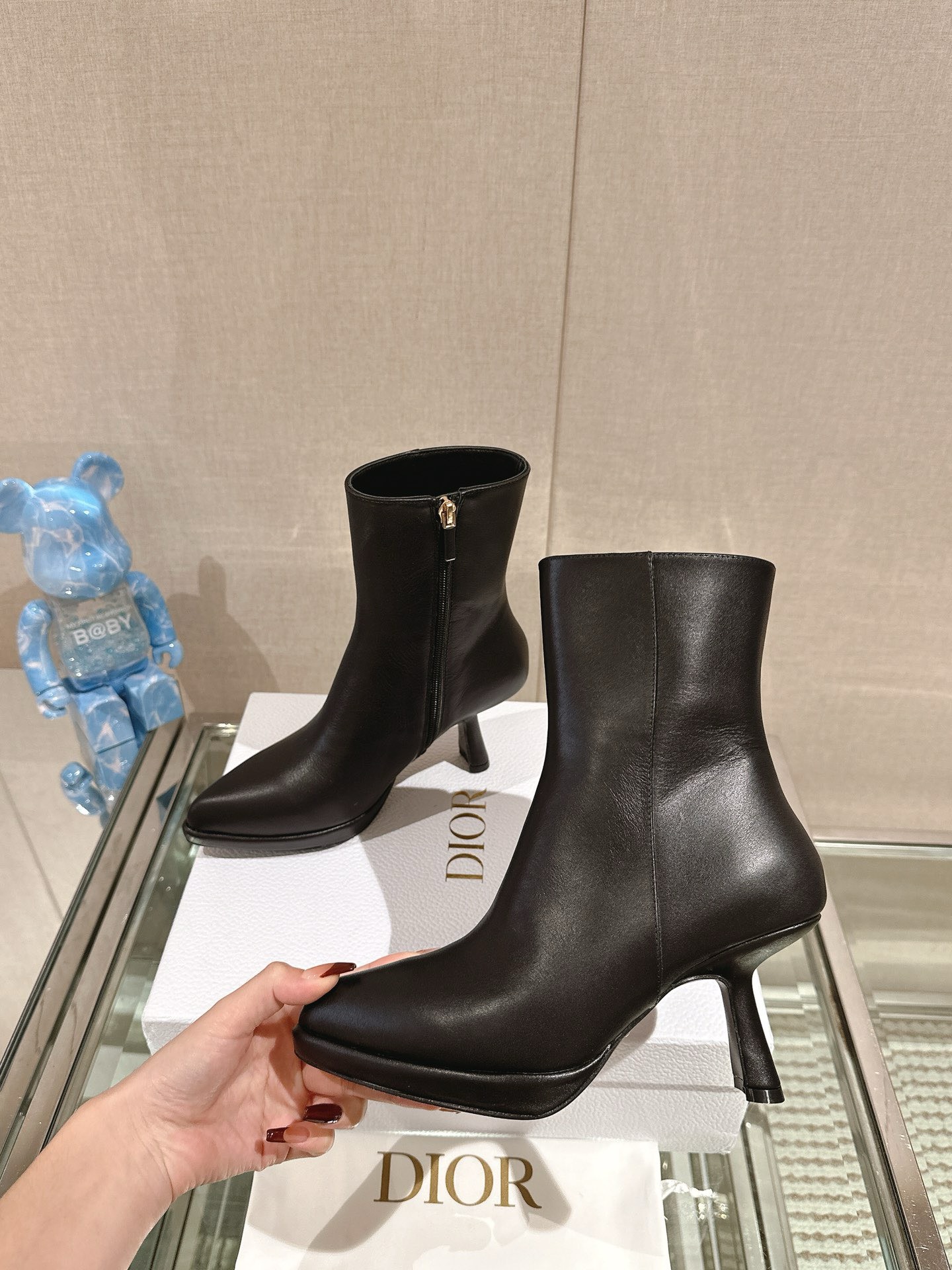 Bagsaaa D10r Ankle Leather Black Boots