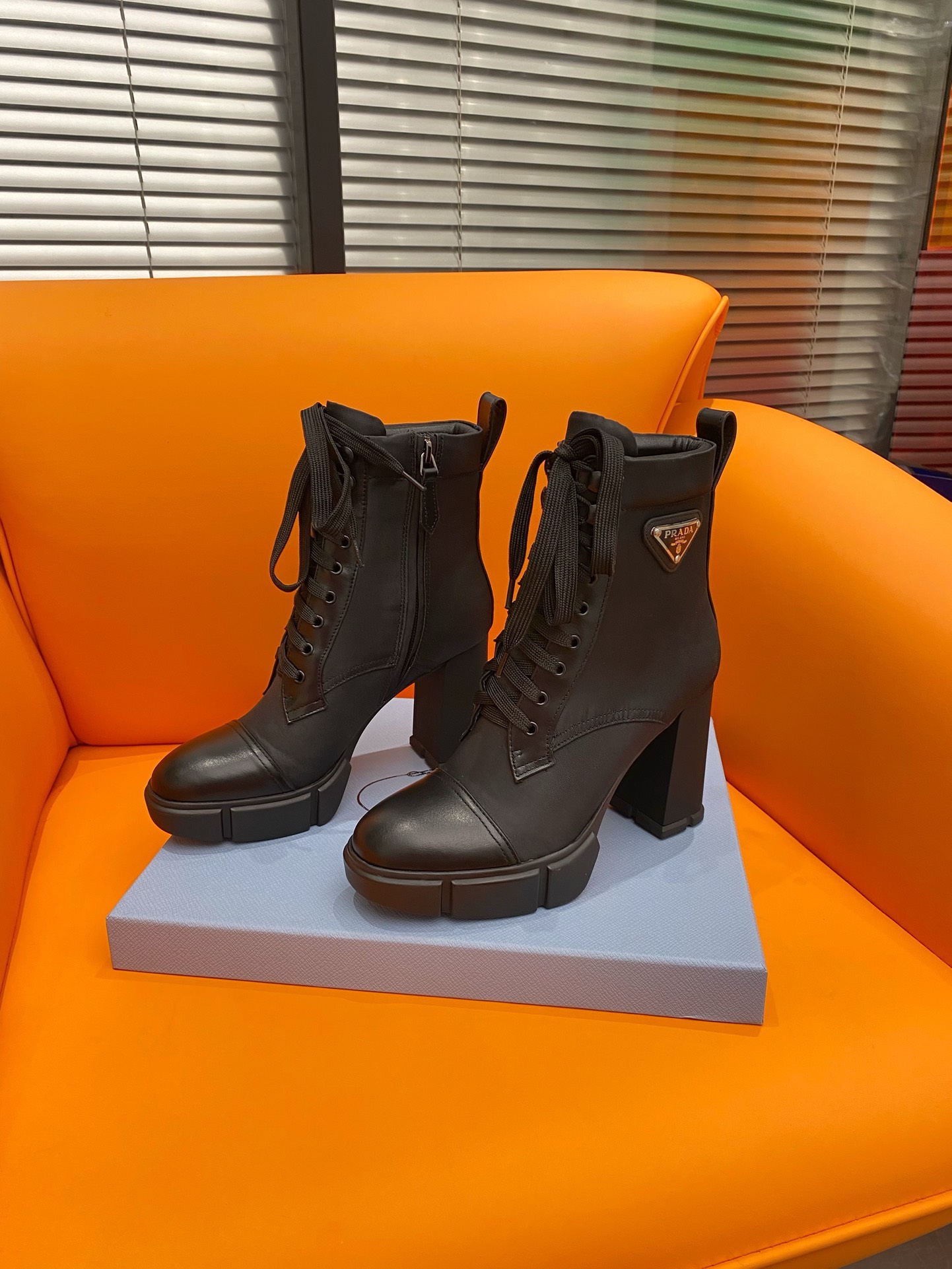 Bagsaaa Pra*a Ankle Re-Nylon and leather Boots