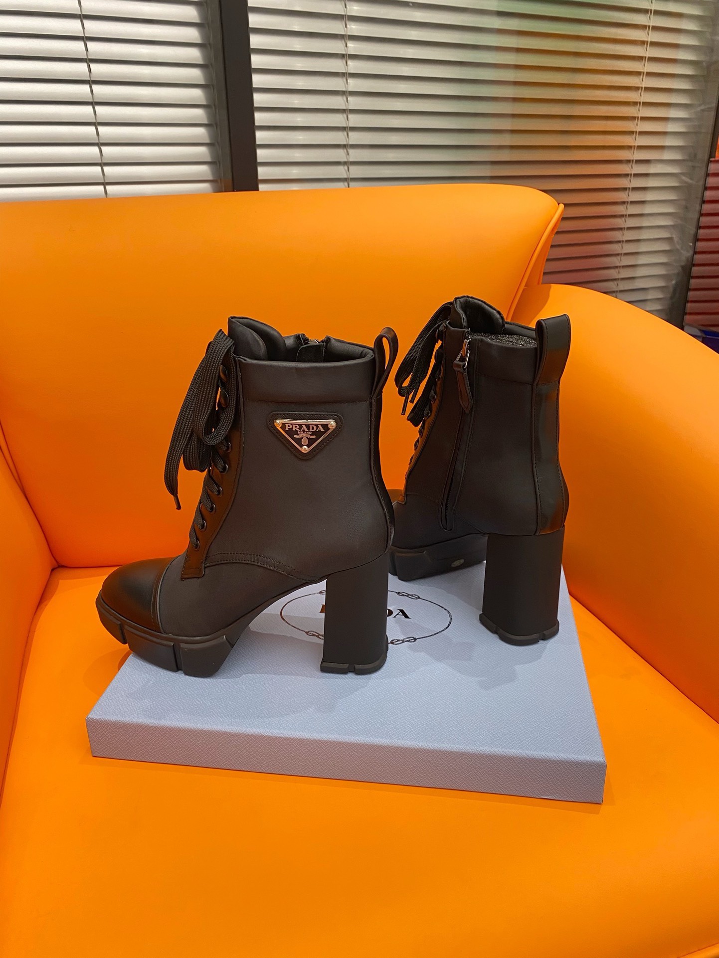 Bagsaaa Pra*a Ankle Re-Nylon and leather Boots