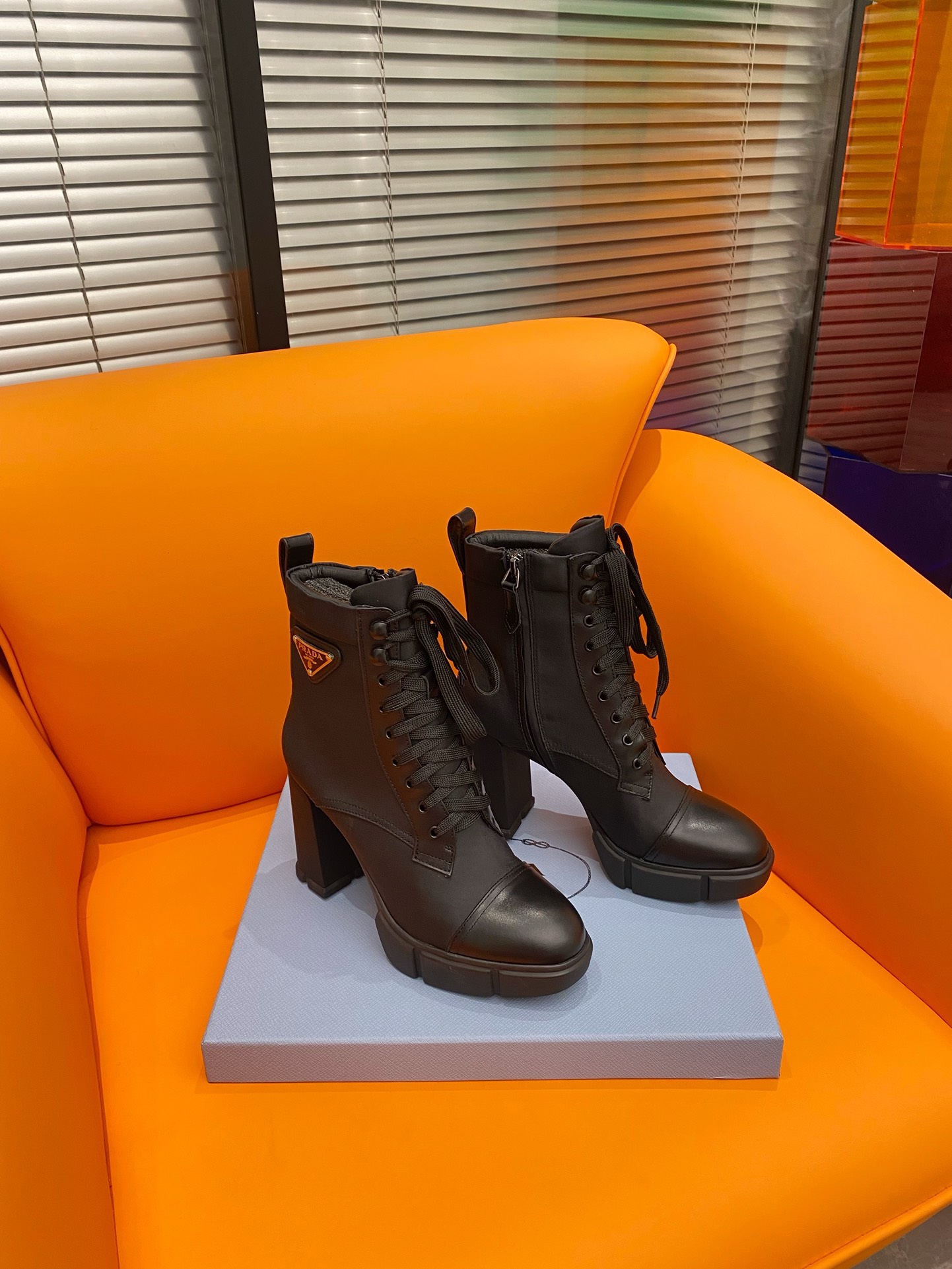 Bagsaaa Pra*a Ankle Re-Nylon and leather Boots