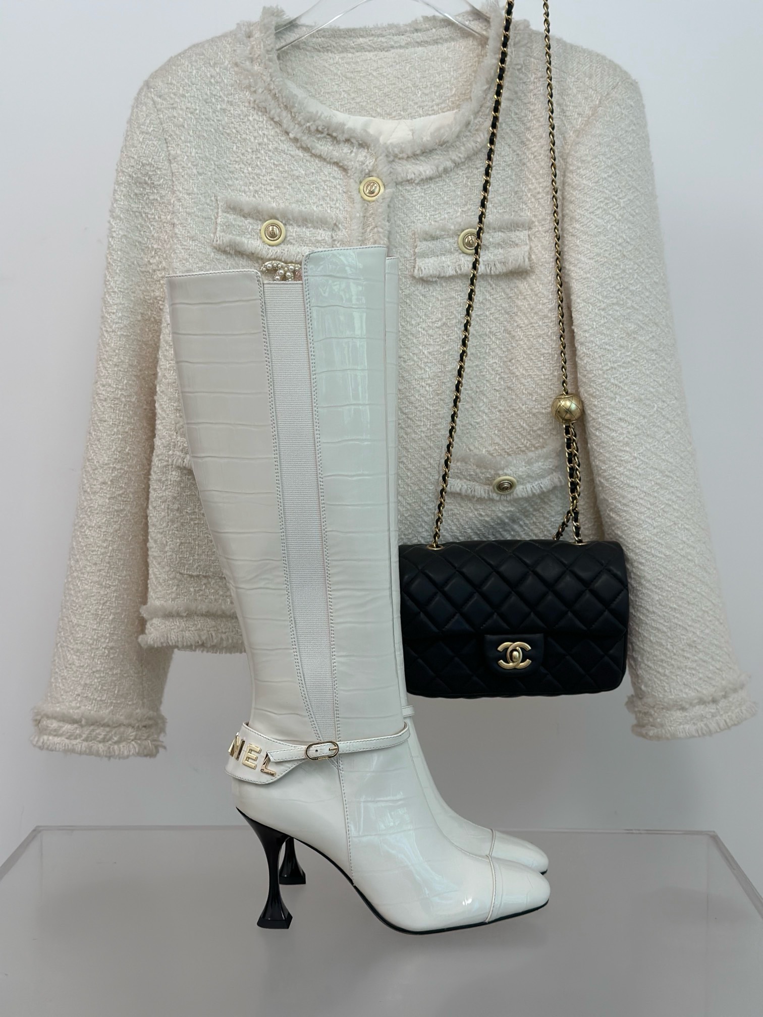 Bagsaaa Ch**el White Long Boots