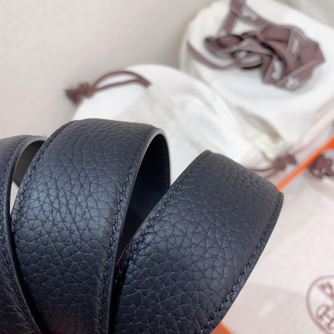 Bagsaaa H**me5 Clemence Black Belt Gold Hardware - 3.5cm