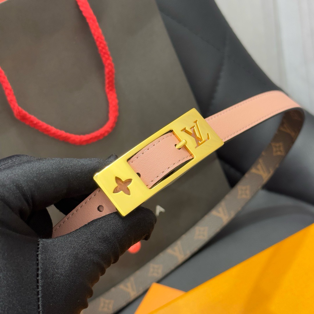 Bagsaaa L0vis Vvtt0n Duo Monogram Belt in Pink - 1.8cm