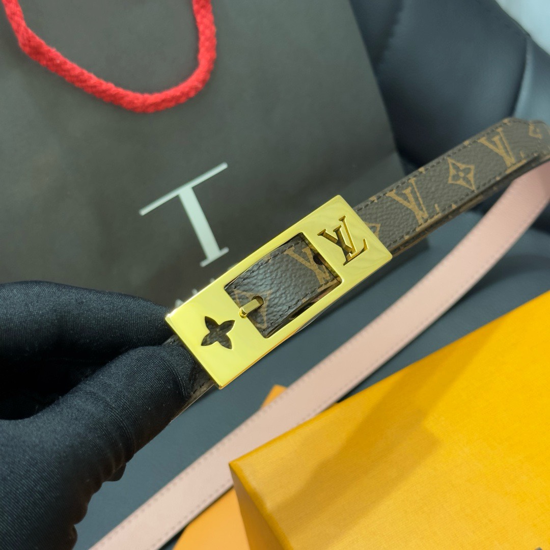Bagsaaa L0vis Vvtt0n Duo Monogram Belt in Pink - 1.8cm
