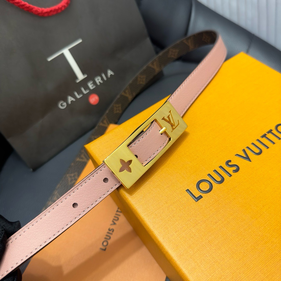 Bagsaaa L0vis Vvtt0n Duo Monogram Belt in Pink - 1.8cm