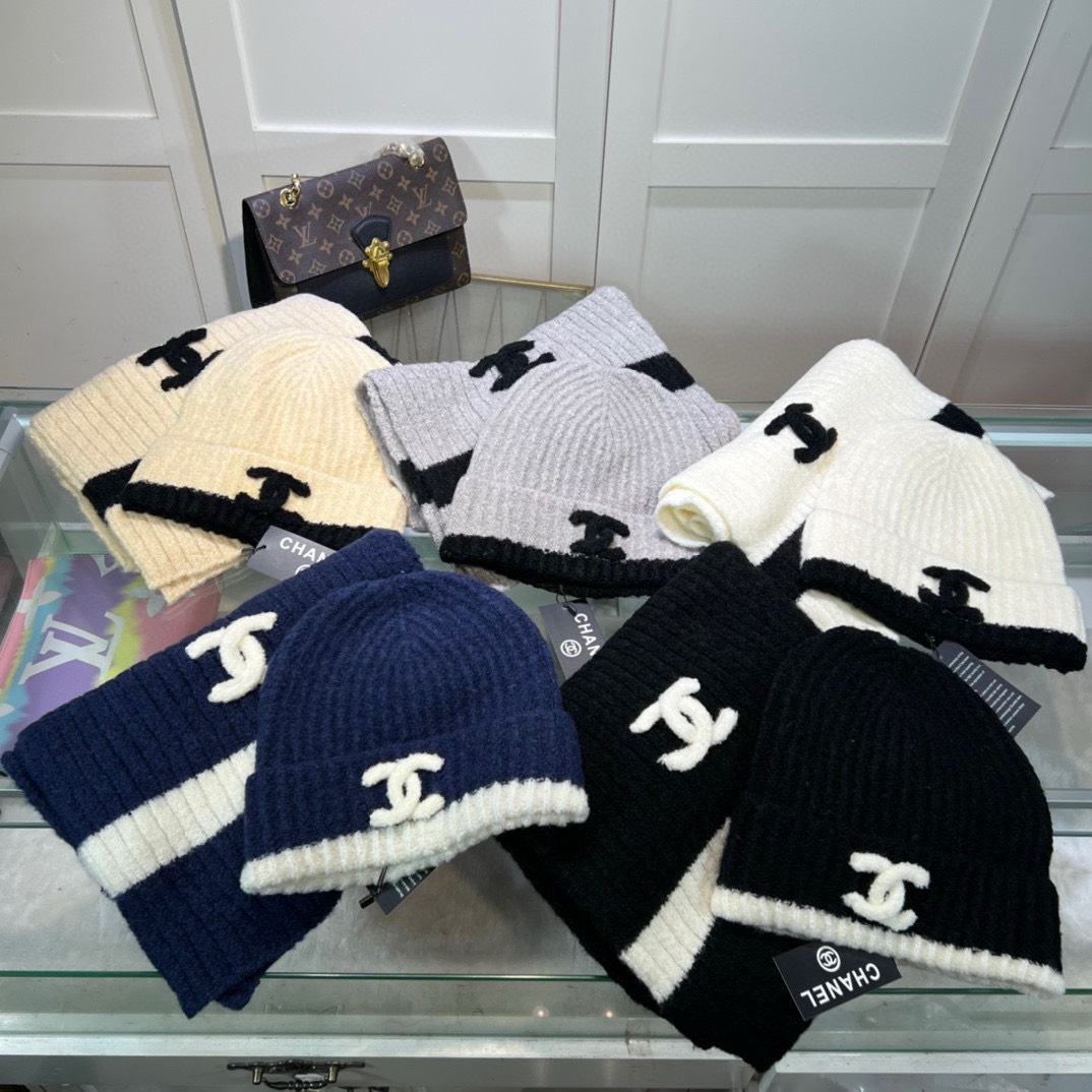 Bagsaaa Ch**el Set Hat + Scarf