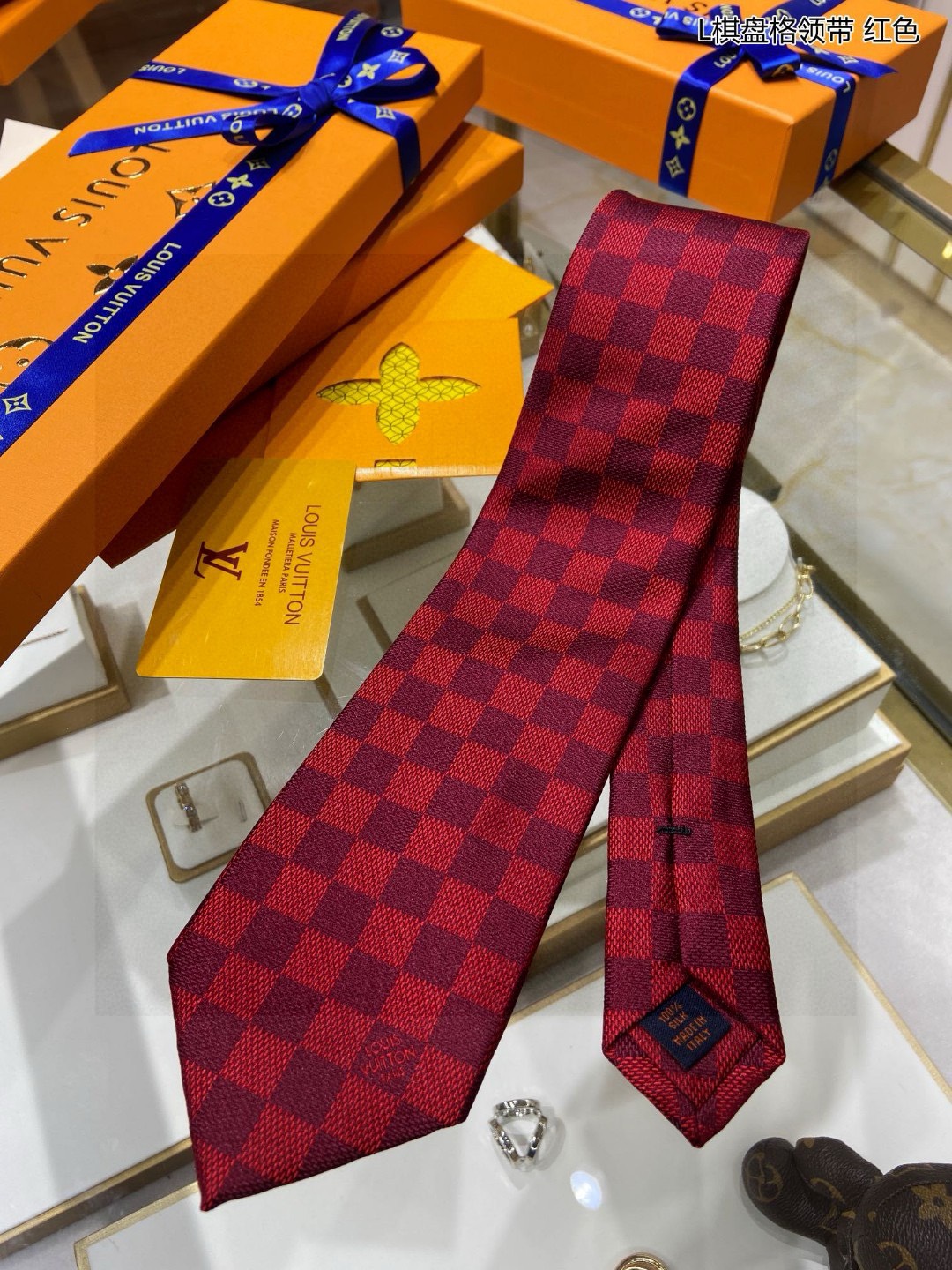Bagsaaa L0vis Vvtt0n Damier Classique Tie In Red