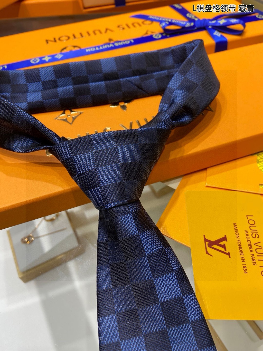 Bagsaaa L0vis Vvtt0n Damier Classique Tie In Blue