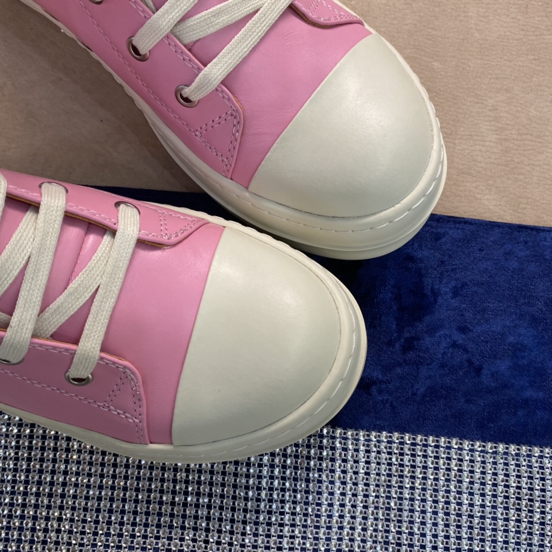 Bagsaaa Rick Owens High-Top Leather Sneakers In Pink